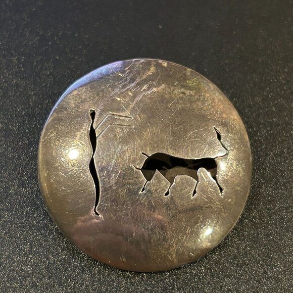 Sterling Silver Mexico Pendant Brooch Stamped SC Bull Fighter Pin Jewelry - Picture 1 of 10